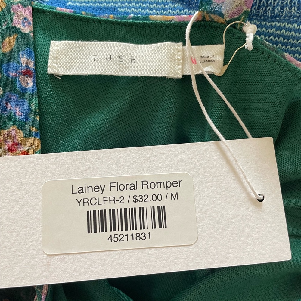 NWT green floral romper